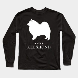 Keeshond Dog White Silhouette Long Sleeve T-Shirt